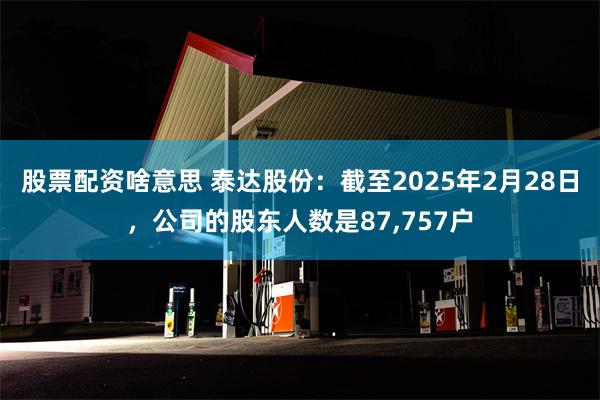股票配资啥意思 泰达股份:截至2025年2月28日,公司的股东人数是87,757户