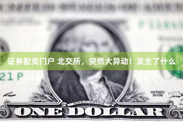 证券配资门户 北交所，突然大异动！发生了什么